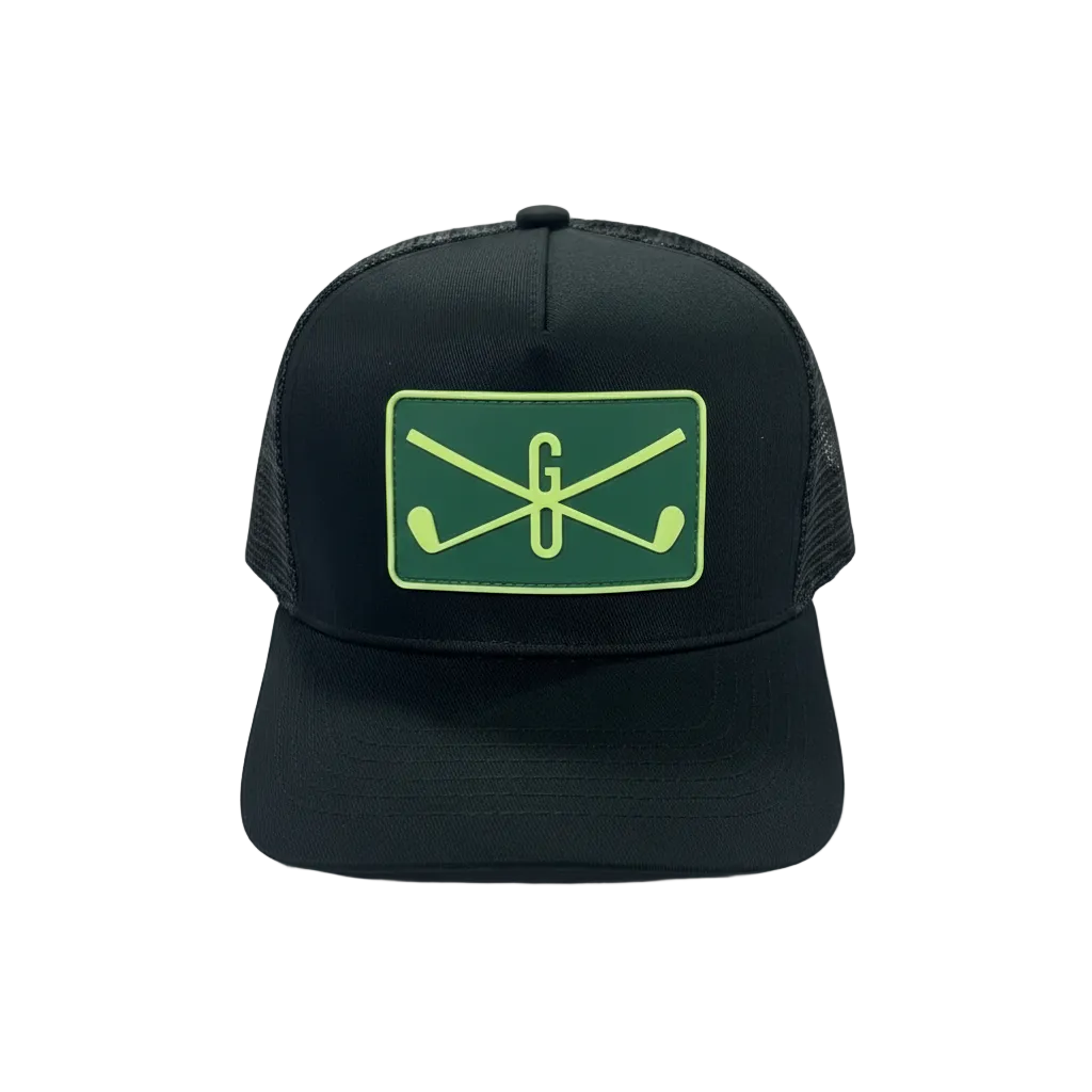 GU Trucker caps sort – norsk premium golfcaps med GolfUnity-logo