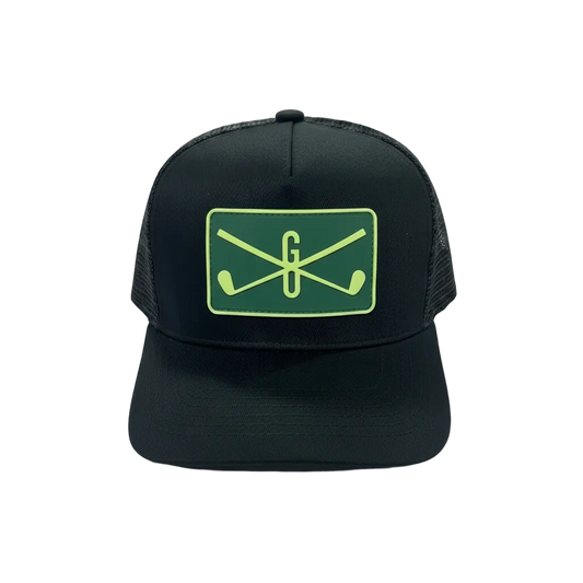 GU Trucker caps sort – norsk premium golfcaps med GolfUnity-logo